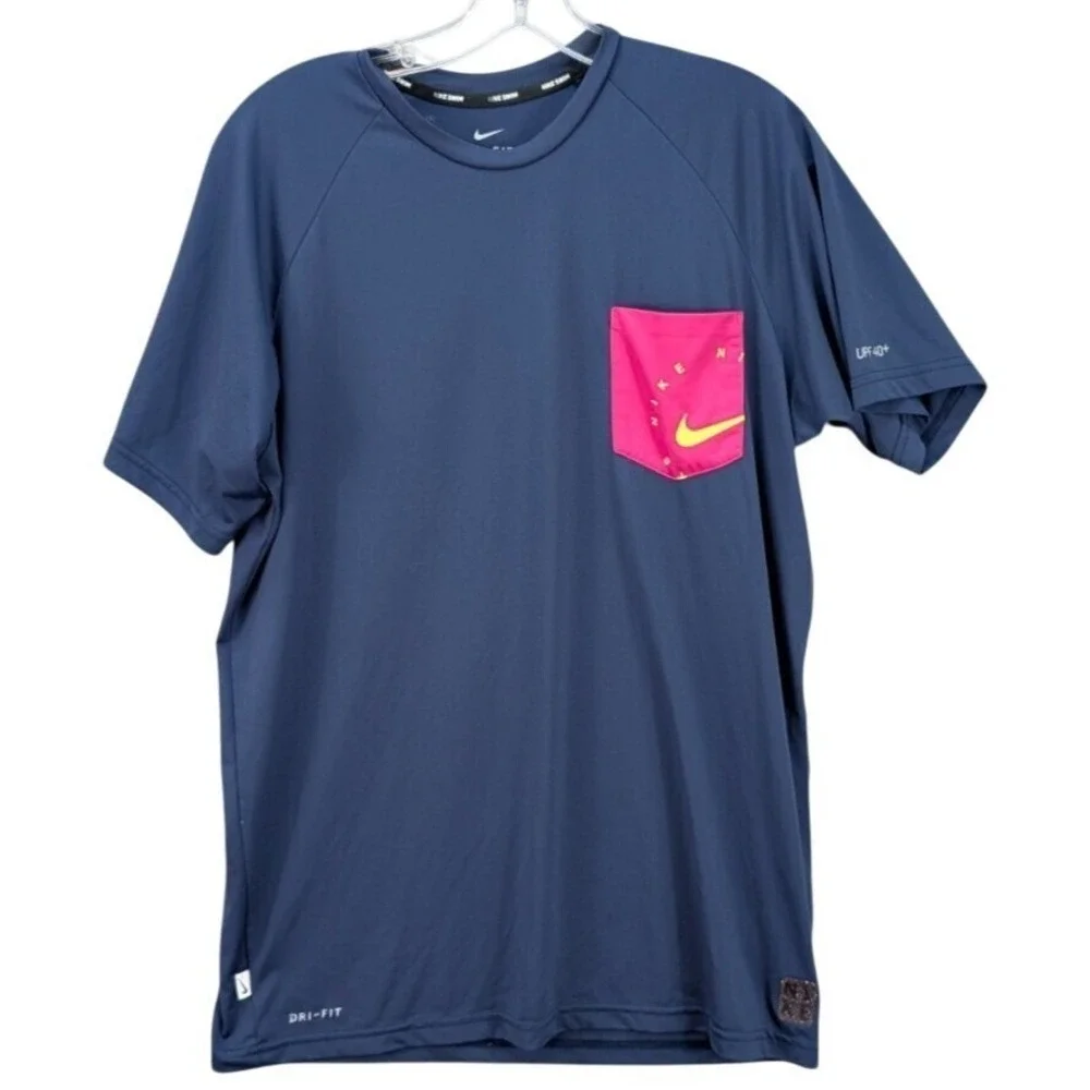 Nike Swim Dri-Fit T-Shirt Men's M‎ Blue Short Sleeve Active Hydroguard Athletic